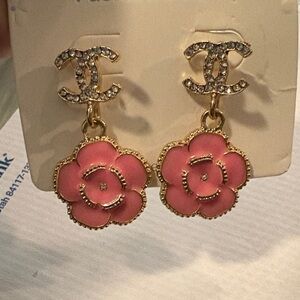Luxury Pink Flower Earrings
